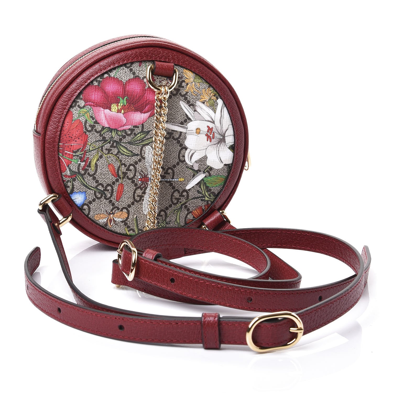 Gucci GG Supreme Monogram Web Flora Mini Ophidia Round Backpack Red 2 of 10