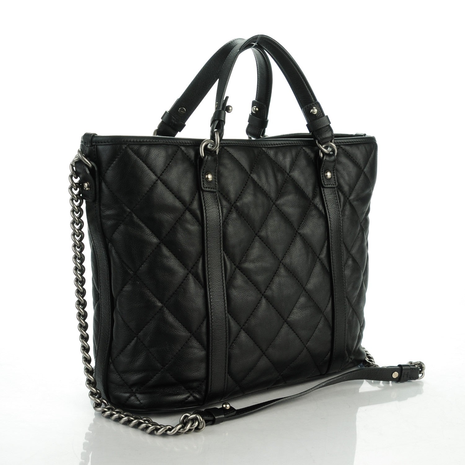 Chanel Calfskin Quilted Small Casual Riviera Tote Black 3 of 7