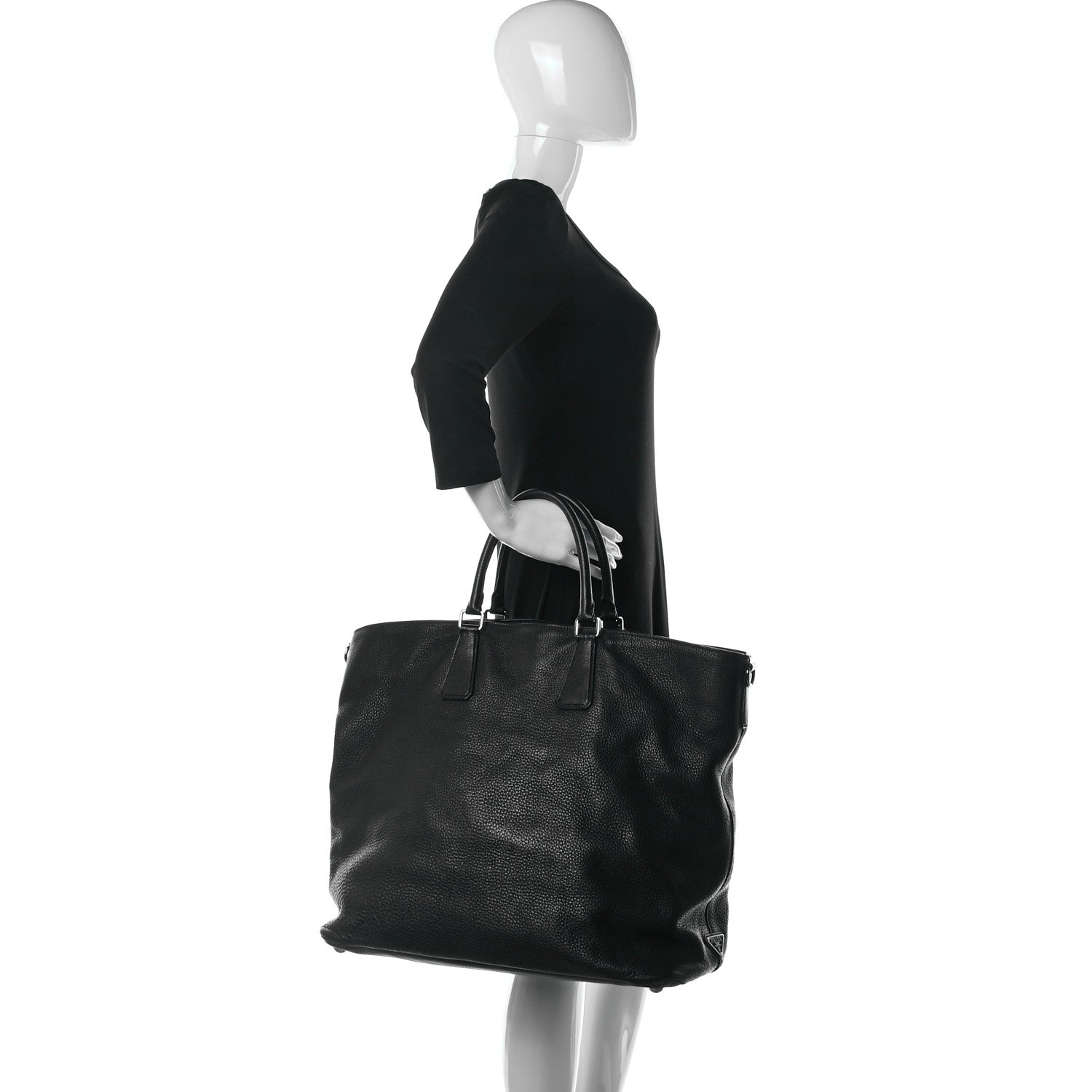 Prada Vitello Daino Tote Black 2 of 16