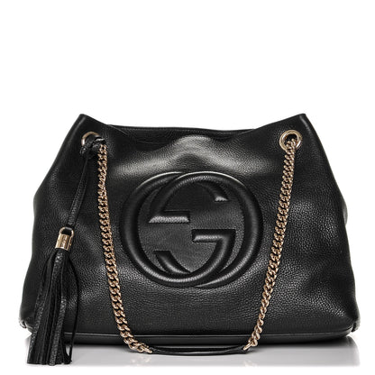 Gucci Pebbled Calfskin Medium Soho Chain Shoulder Bag Black 1 of 7