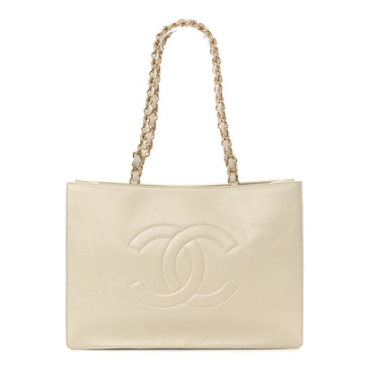 Chanel Shiny Aged Calfskin Shopping Bag White 1 of 16