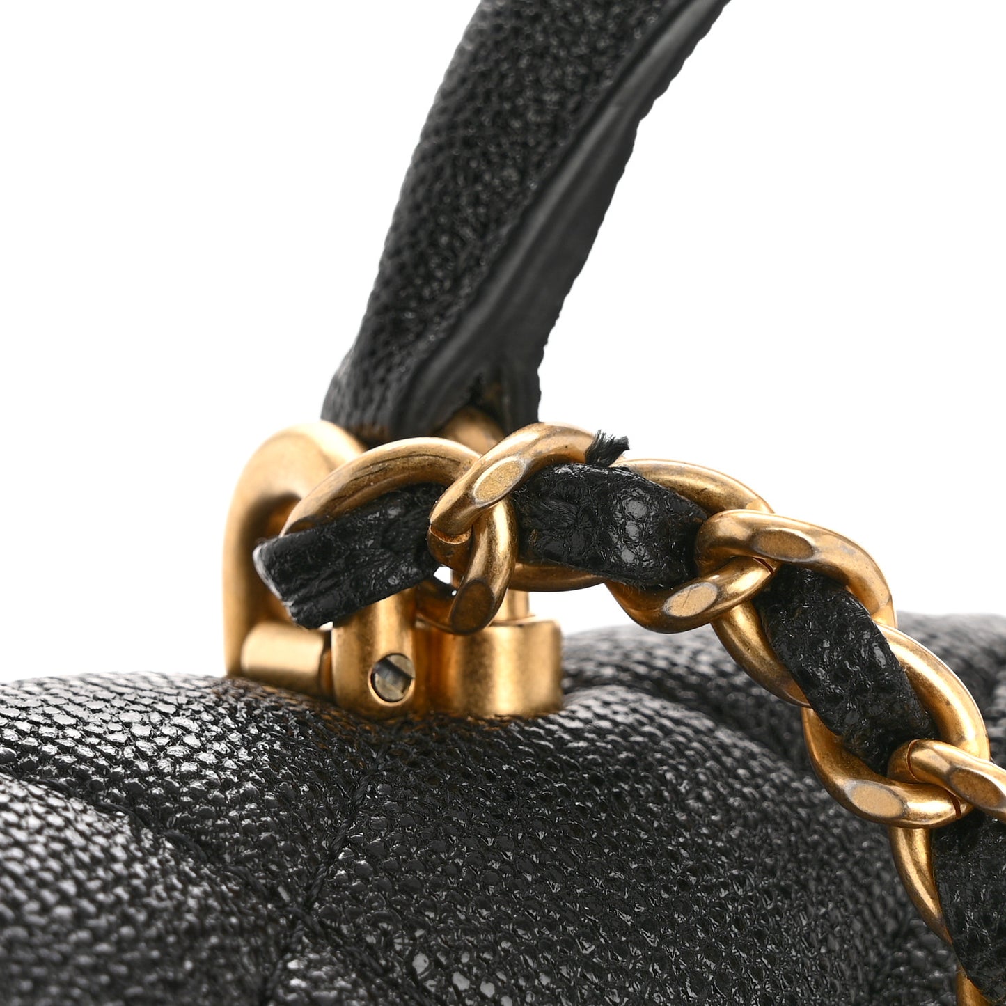 Caviar Quilted Mini Top Handle Rectangular Flap Black