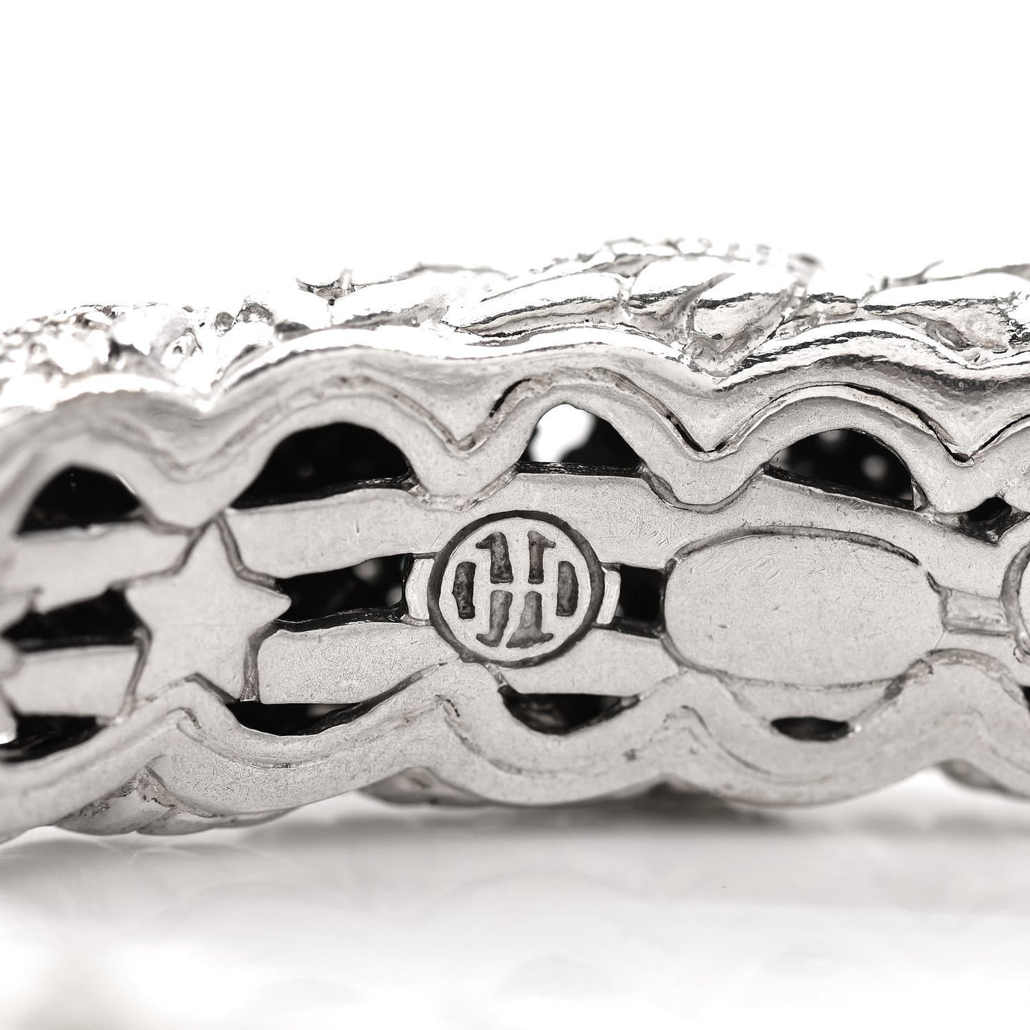Sterling Silver Diamond Classic Chain Cuff Bracelet