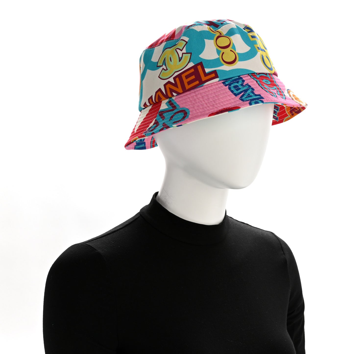 Cotton Cloche Bucket Hat M Pink Red White Turquoise