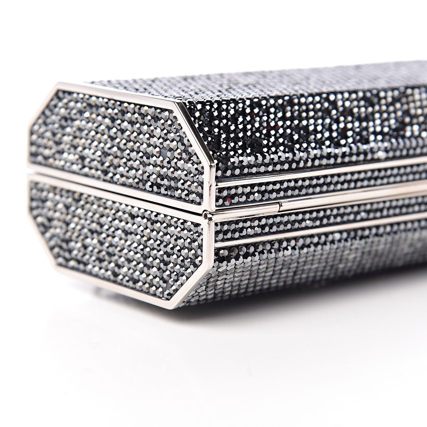 Judith Leiber Swarovski Crystal Minaudiere Clutch Silver 8 of 10