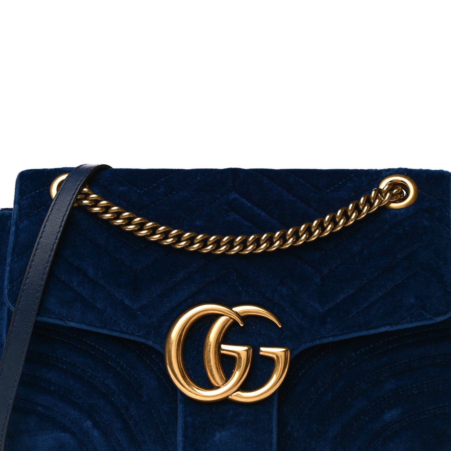 Velvet Matelasse Medium GG Marmont Shoulder Bag Cobalt Blue