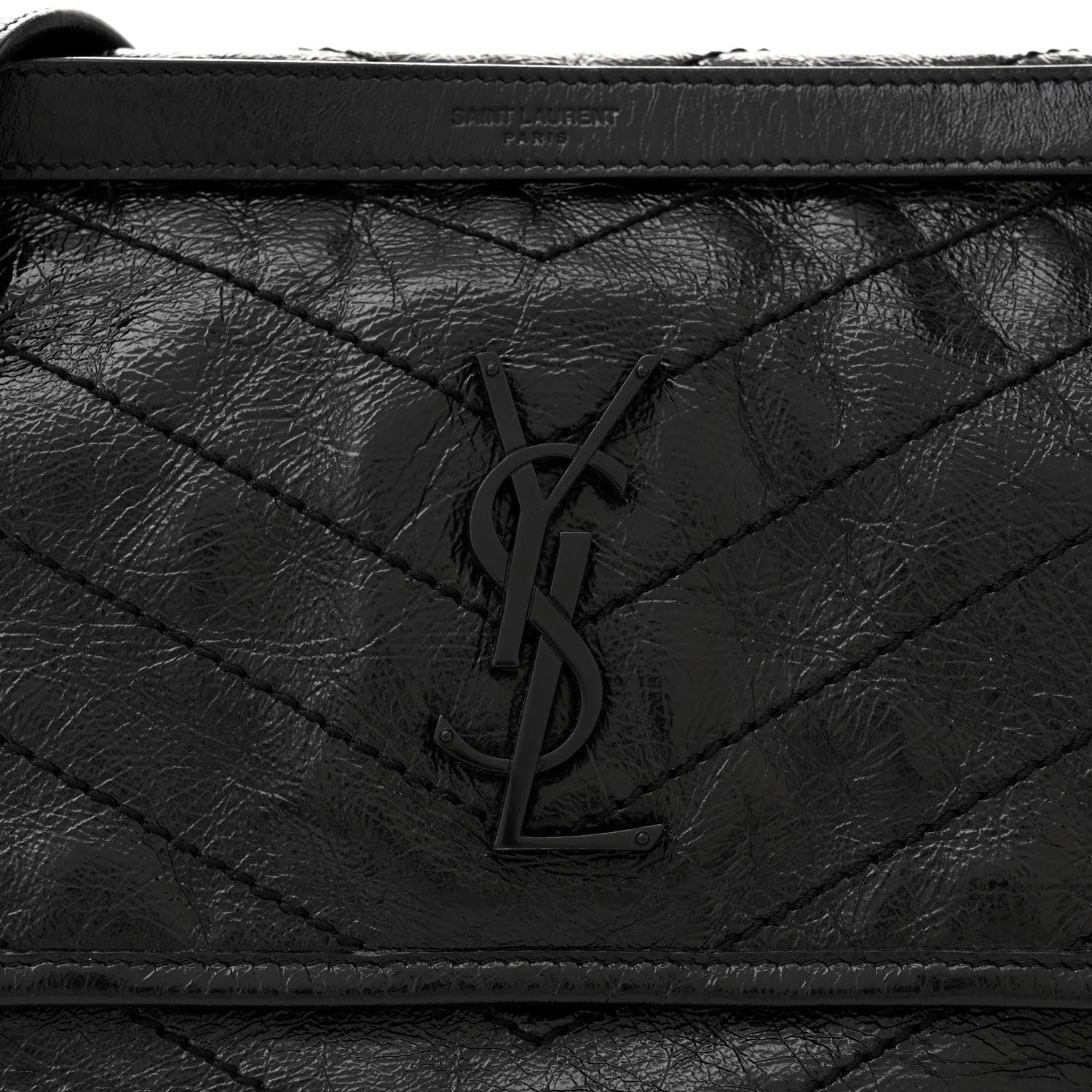 Saint Laurent Crinkled Calfskin Matelasse Monogram Medium Niki Chain Satchel Black 8 of 12