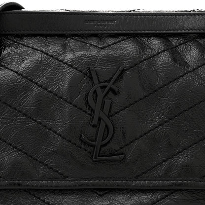 Saint Laurent Crinkled Calfskin Matelasse Monogram Medium Niki Chain Satchel Black 8 of 12