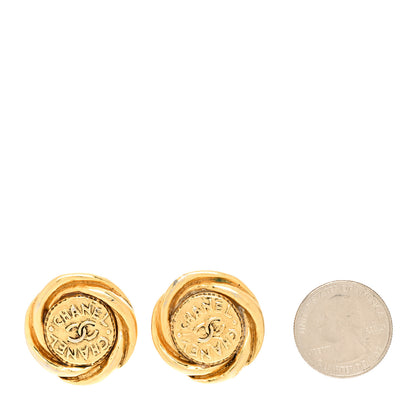 Chanel Round CC Clip On Earrings Gold 2 of 15