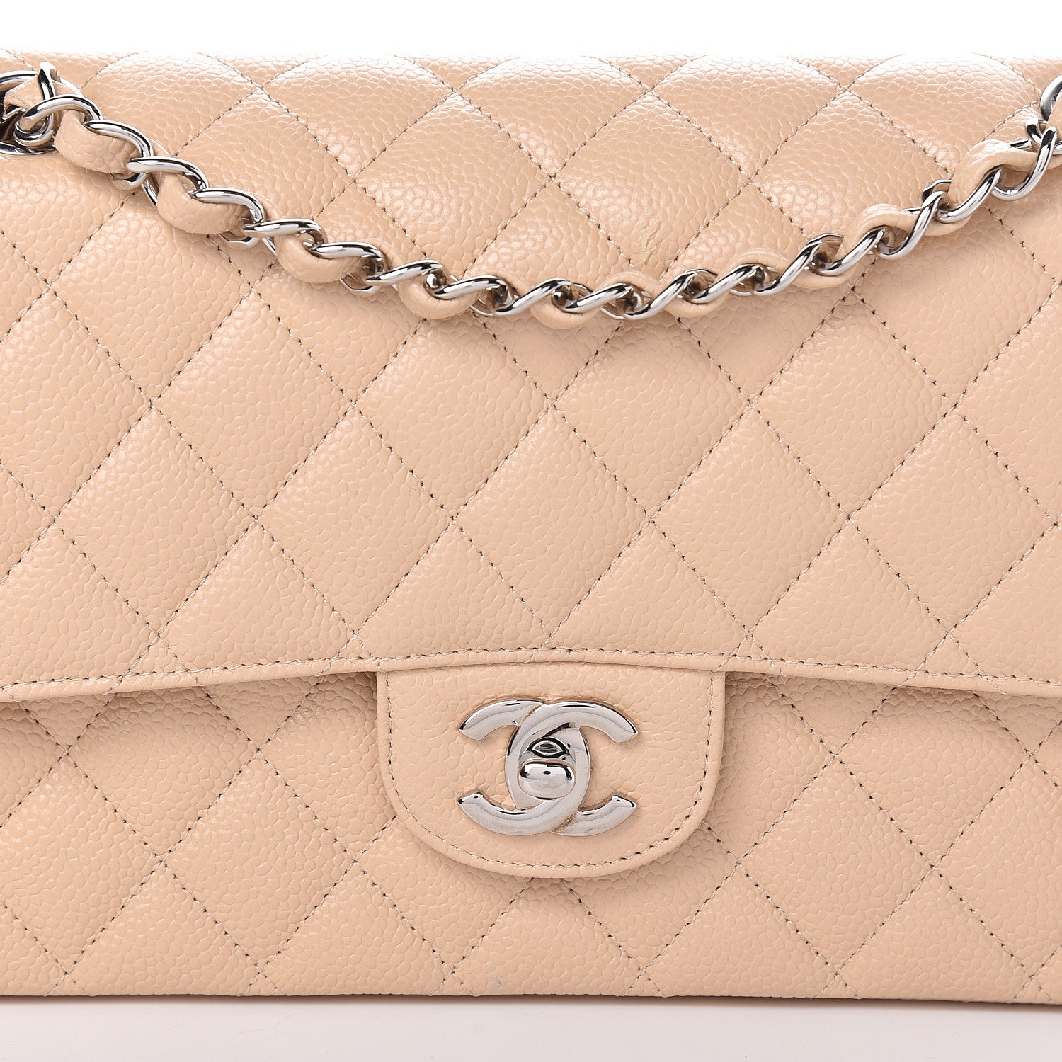 Chanel Caviar Quilted Medium Double Flap Beige Clair 9 of 12
