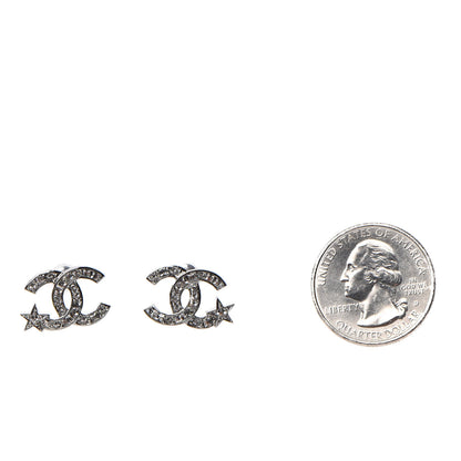 Chanel Crystal CC Starfall Earrings Silver 2 of 5