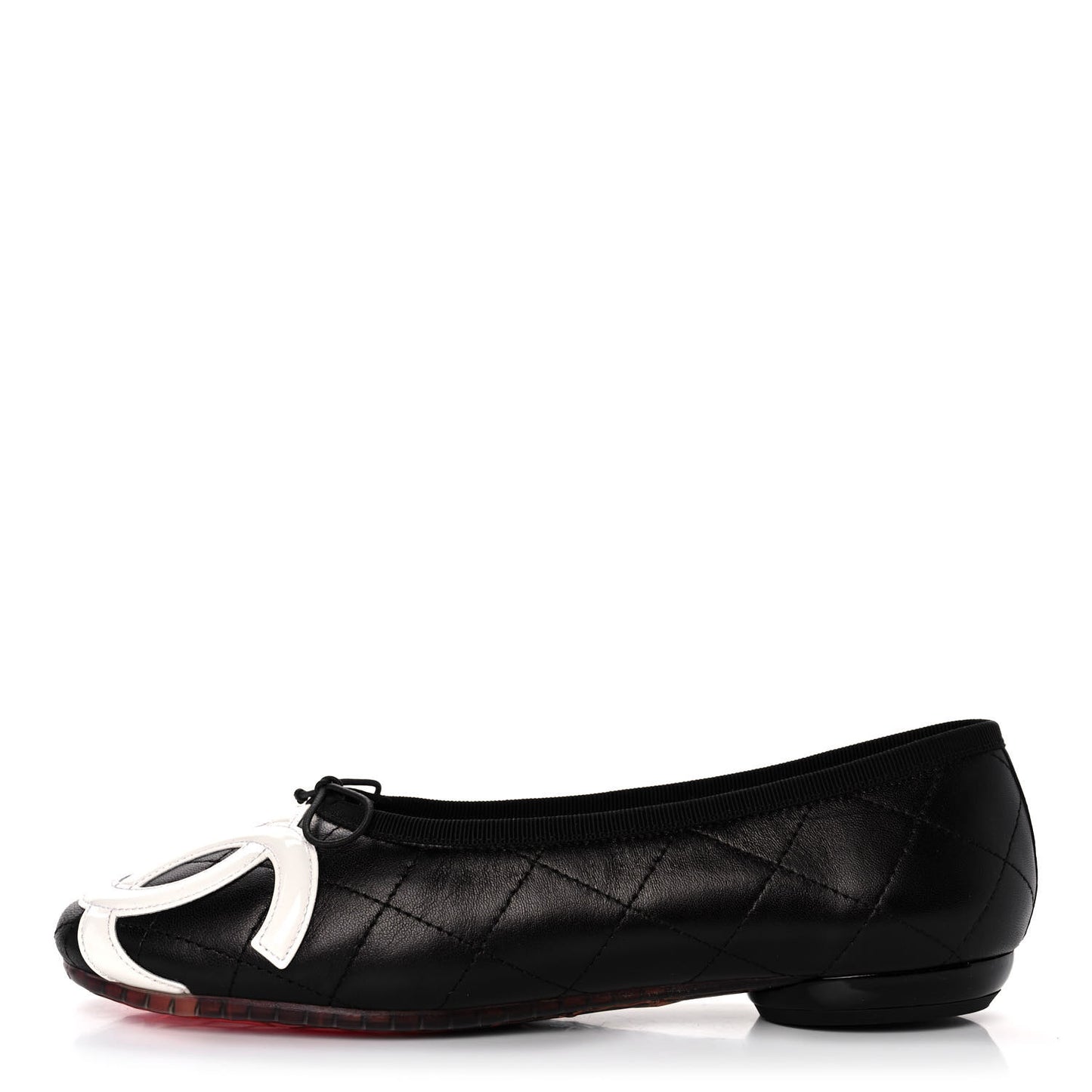Lambskin Cambon Quilted Ballerina Flats 37 Black