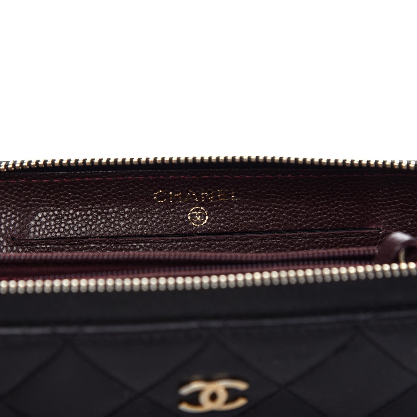 Caviar Quilted Medium Zip Around Wallet Black