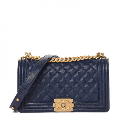 Chanel Caviar Quilted Medium Boy Flap Navy 1 of 9