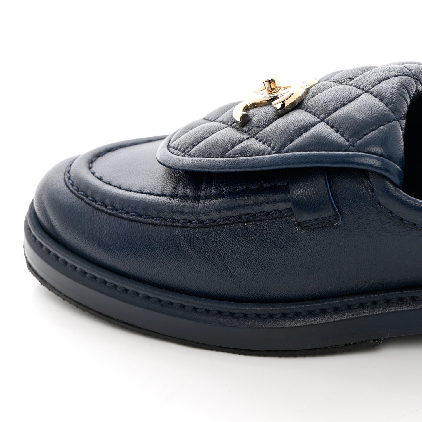 Lambskin Quilted CC Turnlock Loafers 40 Navy