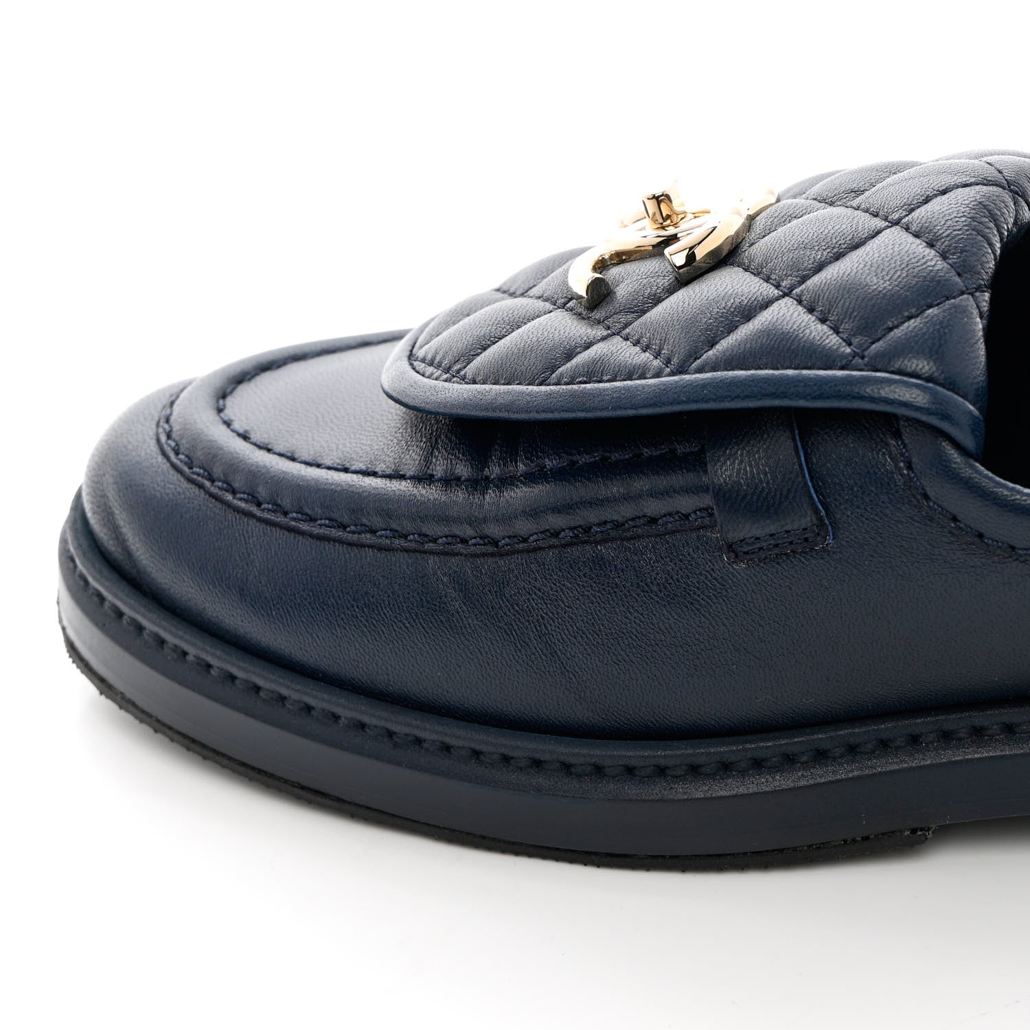 Chanel Lambskin Quilted CC Turnlock Loafers 40 Navy 11 of 13