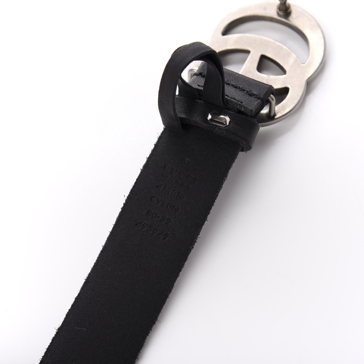 Gucci Cuoio Toscano Nickel Double G 30mm Belt 80 32 Black 3 of 7