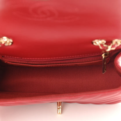 Chanel Calfskin Chevron Quilted Mini Statement Flap Red 5 of 12