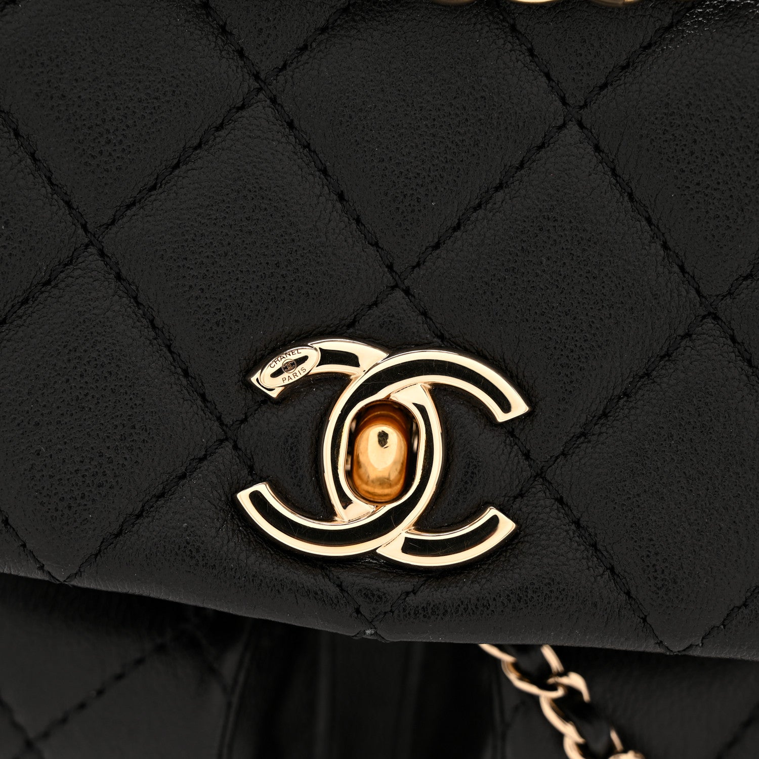 Chanel Calfskin Quilted Mini Duma Pockets Drawstring Backpack Black 12 of 14