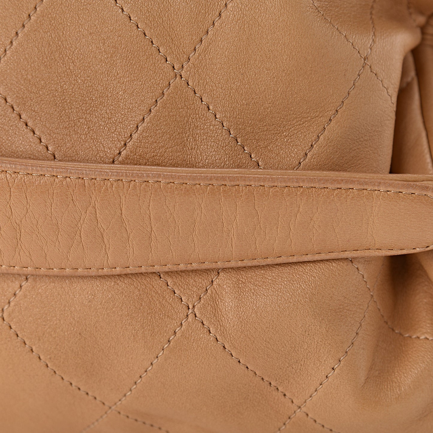 Lambskin Stitched Medium Ultimate Soft Tote Beige