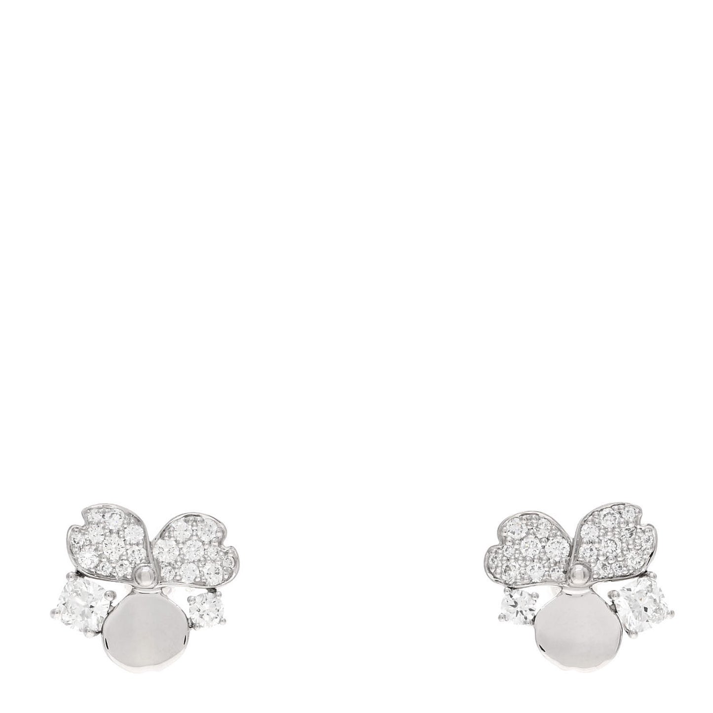Platinum Diamond Paper Flowers Cluster Earrings