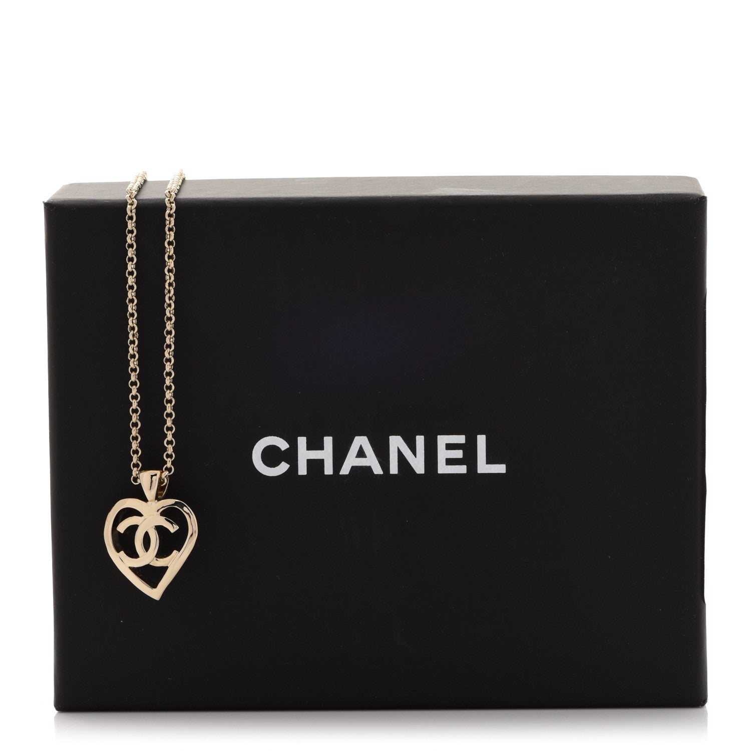 Chanel CC Heart Chain Pendant Necklace Gold 6 of 6