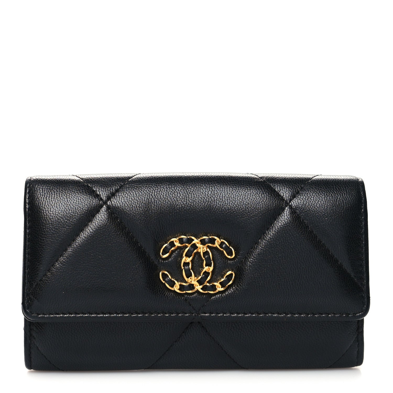 Chanel Lambskin Quilted Chanel 19 Flap Wallet Black 1 of 10