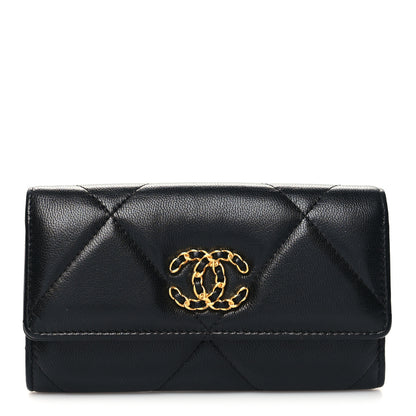 Chanel Lambskin Quilted Chanel 19 Flap Wallet Black 1 of 10