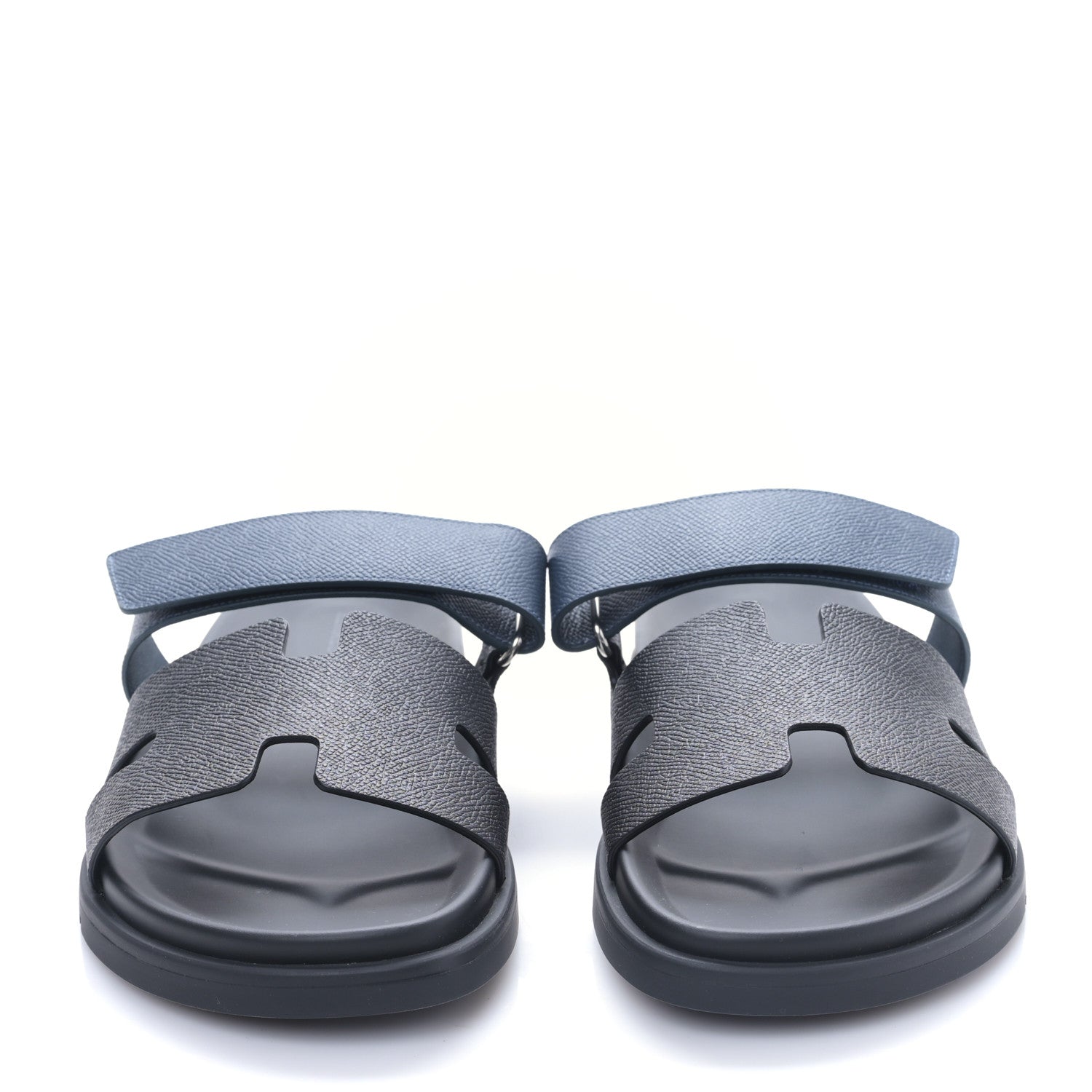 Hermes Epsom Mens Chypre Sandals 42 Black Bleu Céleste 2 of 9