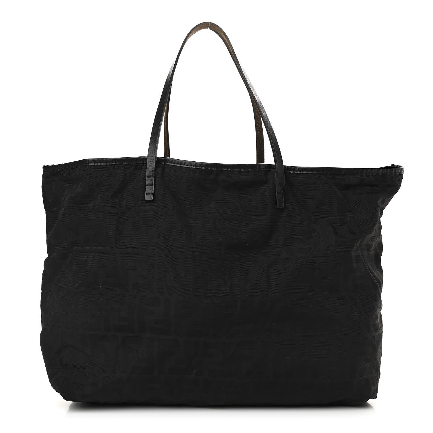 Fendi Nylon Zucca Medium Roll Tote Black 3 of 15