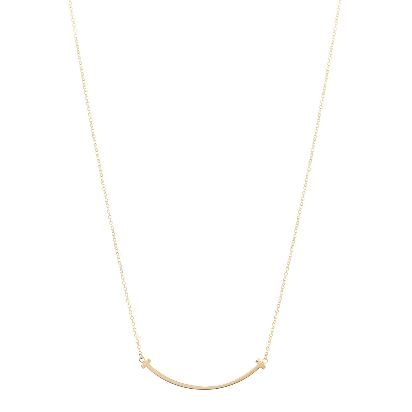 18K Yellow Gold Small T Smile Pendant Necklace