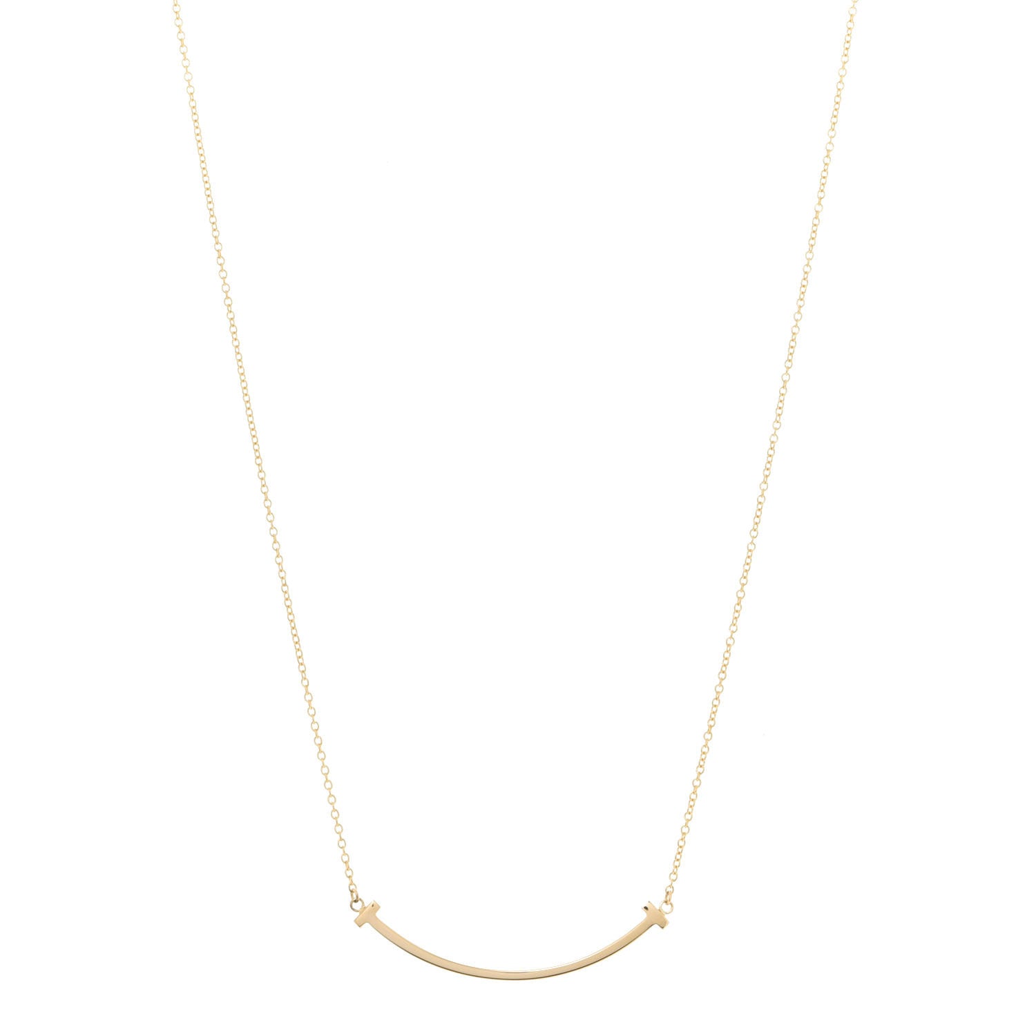 Tiffany 18K Yellow Gold Small T Smile Pendant Necklace 1 of 6