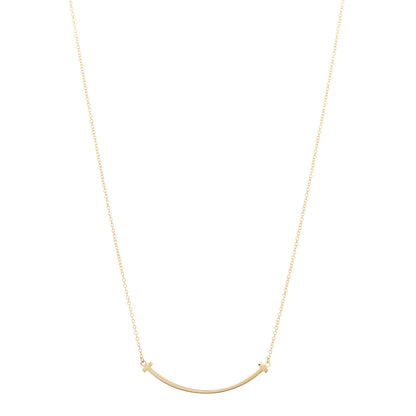 Tiffany 18K Yellow Gold Small T Smile Pendant Necklace 1 of 6