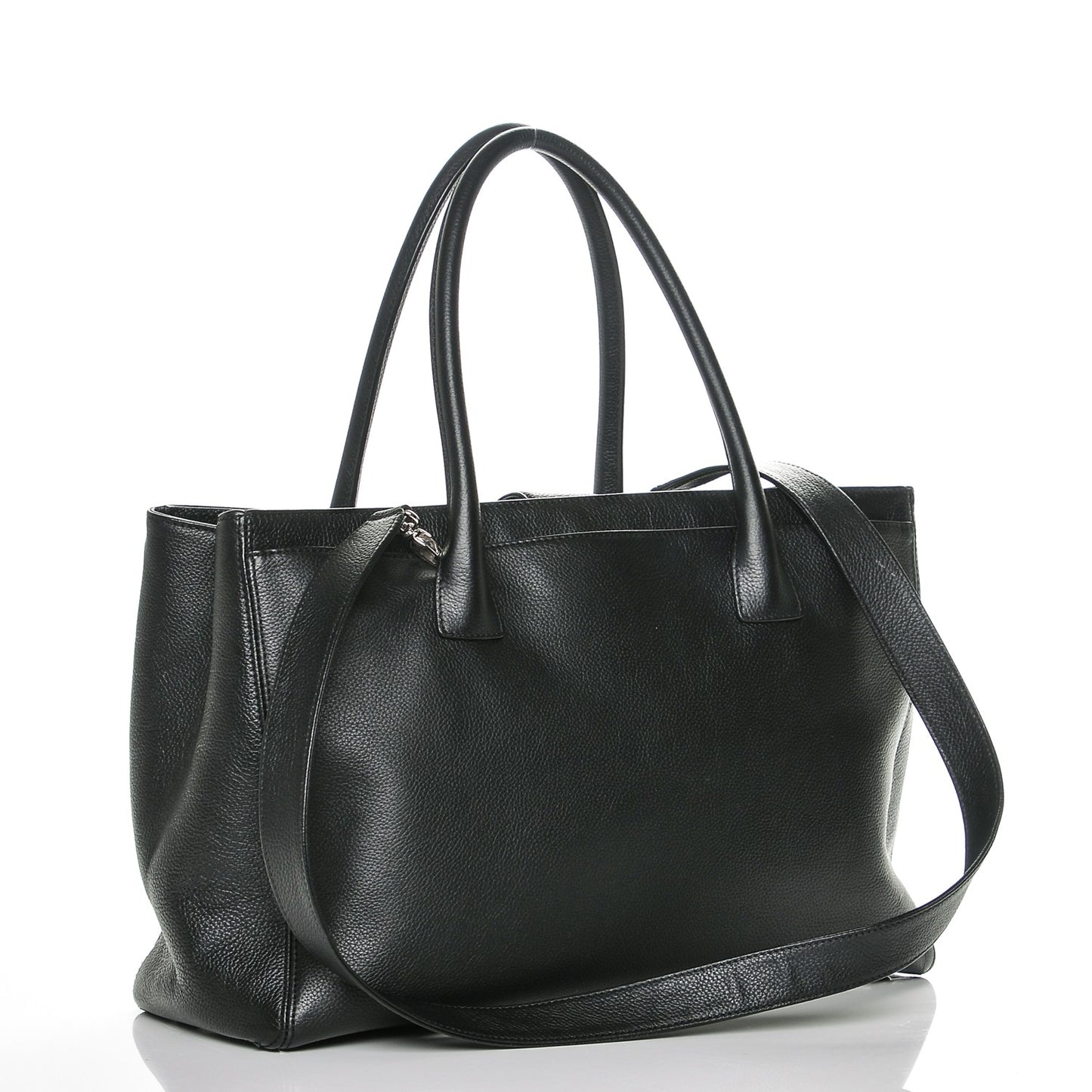 Calfskin Cerf Executive Shopper Tote Black