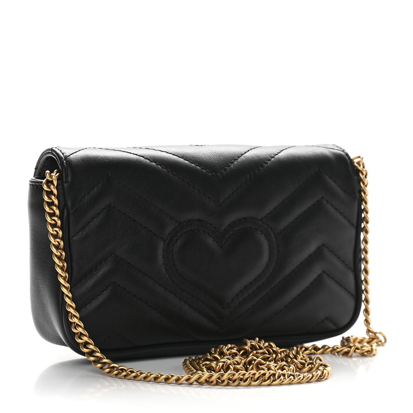 Calfskin Matelasse Super Mini GG Marmont Shoulder Bag Black