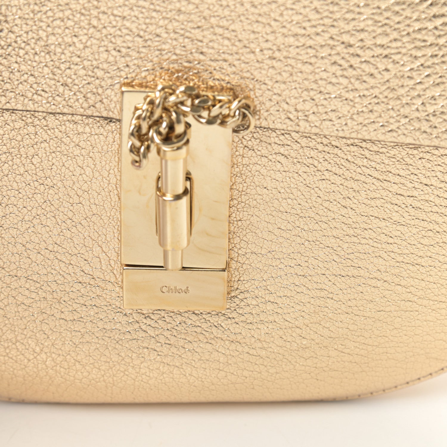 Chloe Metallic Goatskin Mini Drew Shoulder Bag Pale Gold 11 of 11