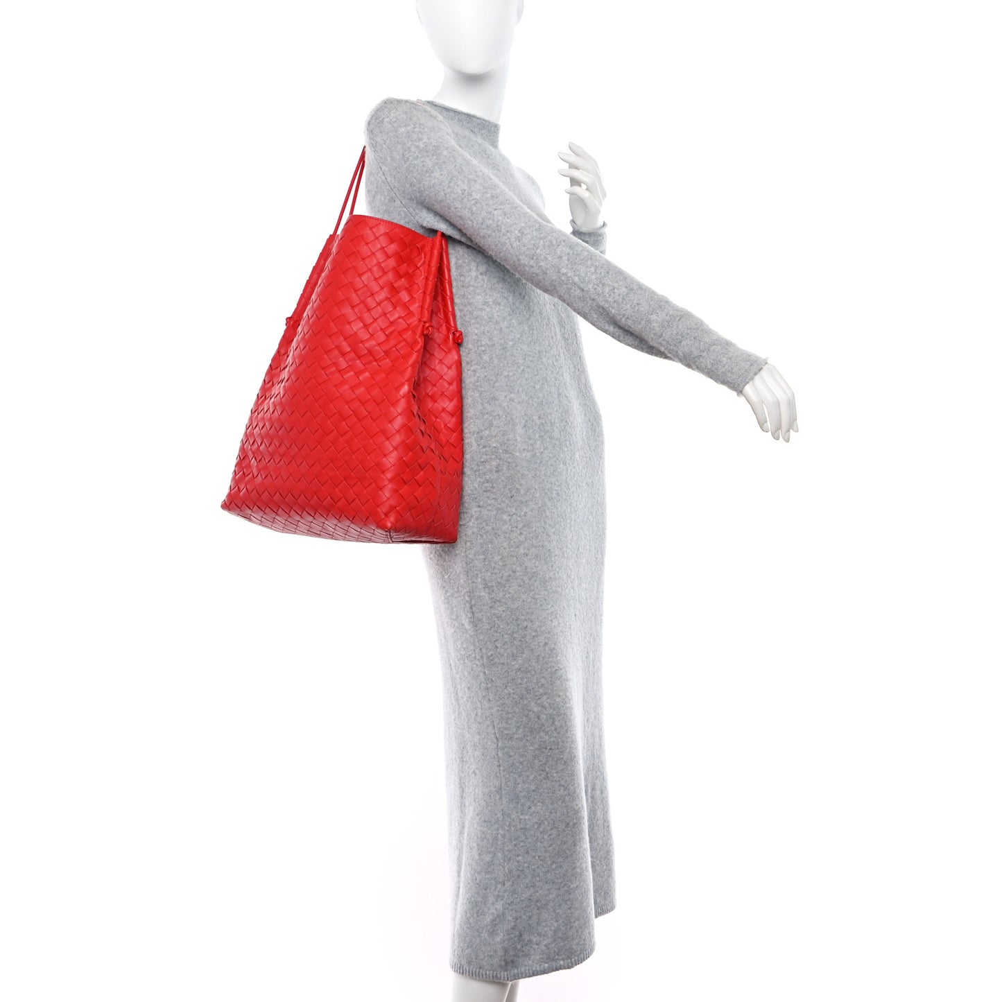 Nappa Intrecciato North South Tote Red