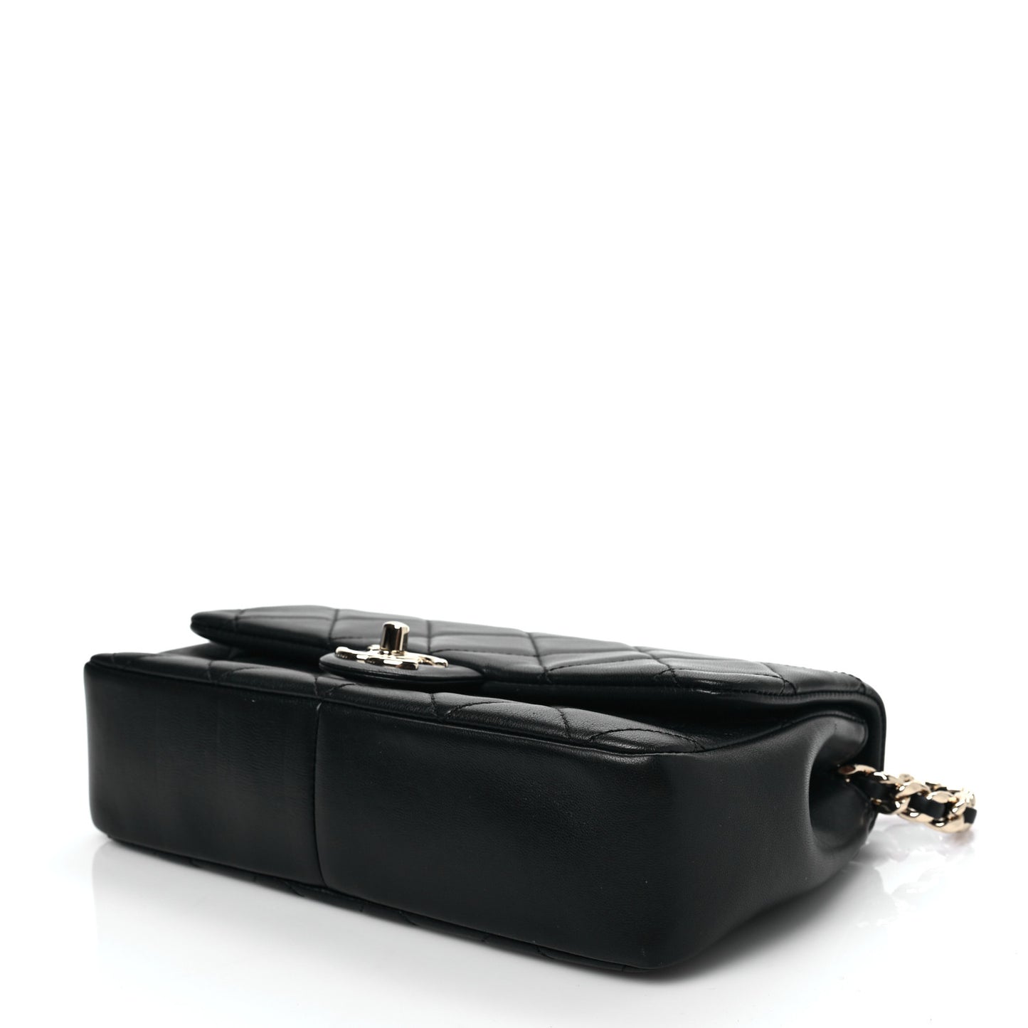 Lambskin Quilted Resin Bi-Color Chain Flap Bag Black