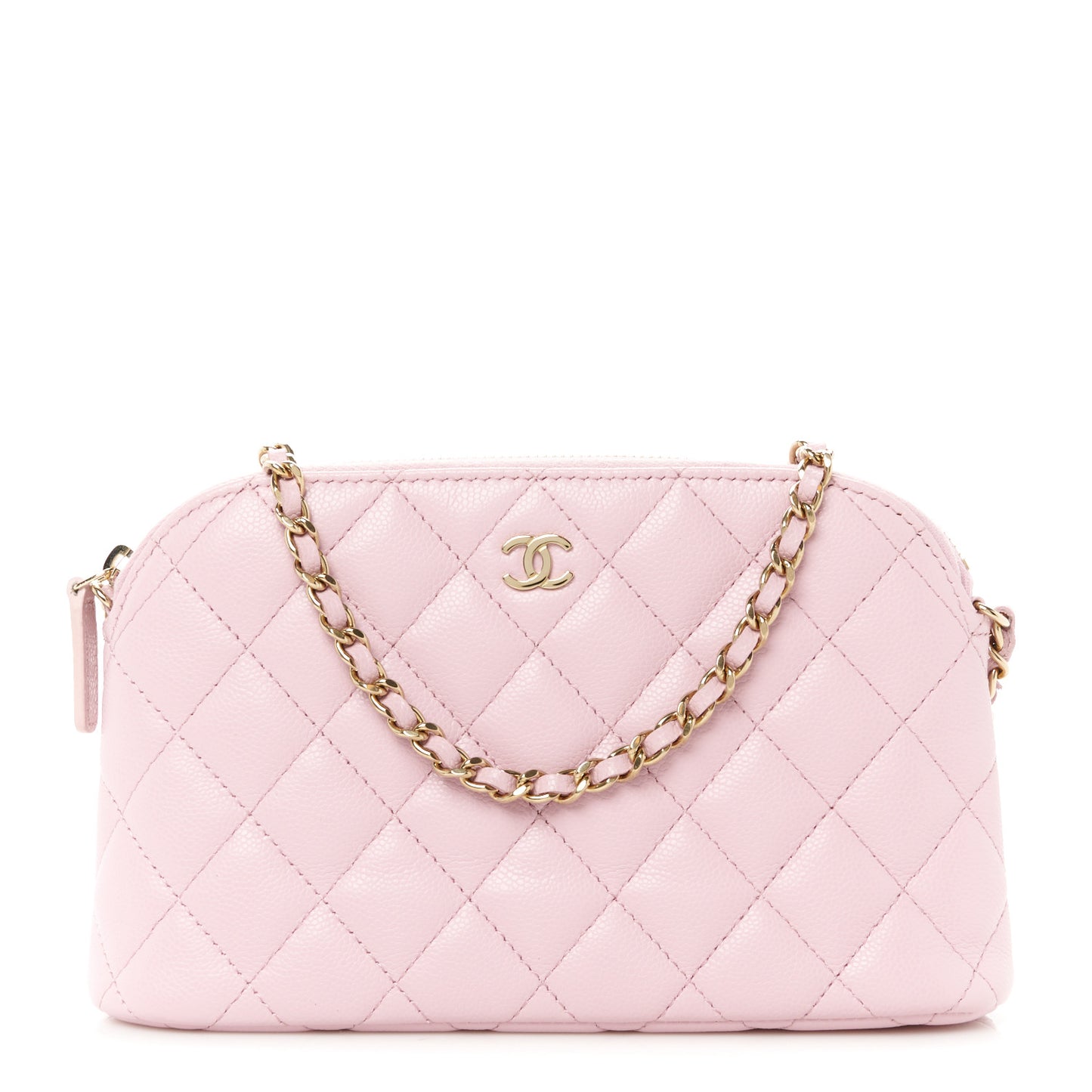 Caviar Quilted Classic Clutch With Chain Pink