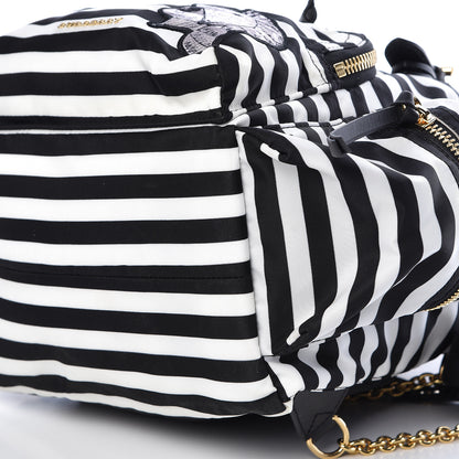 Burberry Nylon Striped Medium Rucksack Backpack Black White 10 of 11