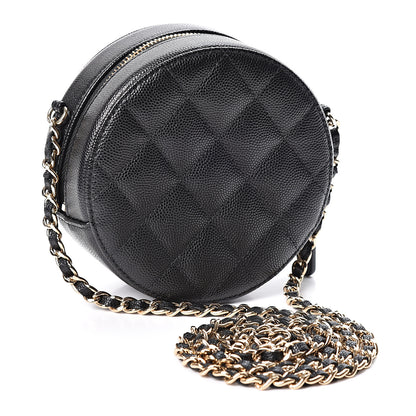 Chanel Caviar Quilted Round Clutch With Chain Black 2 of 9