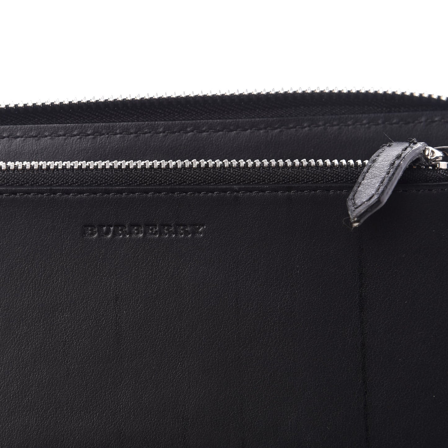 Calfskin Perforated Zip Around Wallet Black