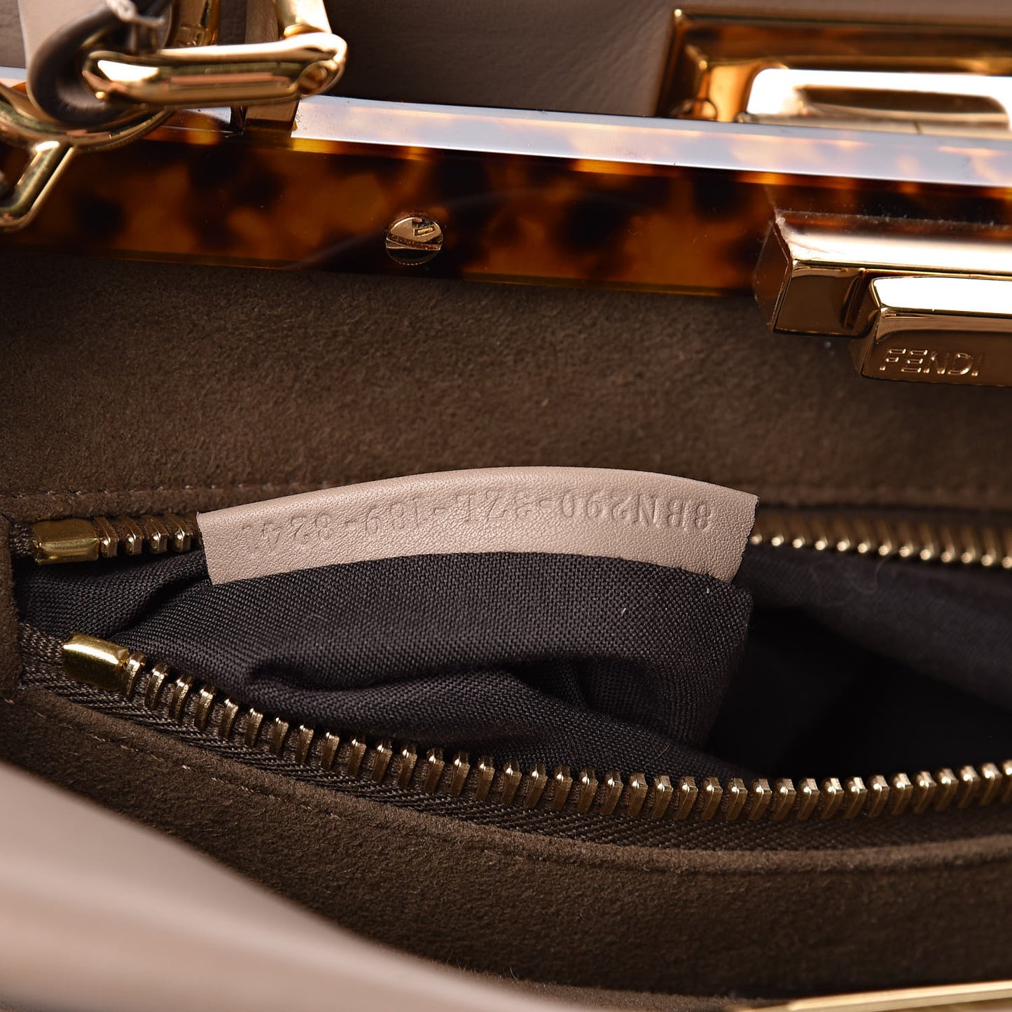 Vitello Seta Plexiglass Tortoise Medium Peekaboo Iconic Satchel Tortora