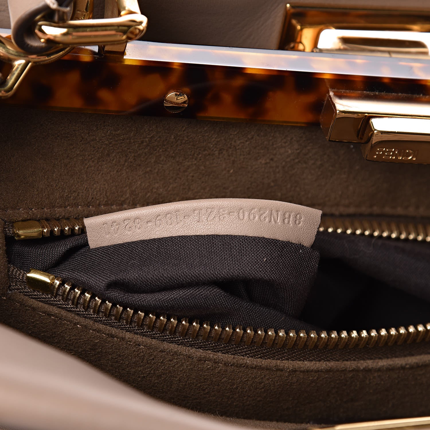 Fendi Vitello Seta Plexiglass Tortoise Medium Peekaboo Iconic Satchel Tortora 7 of 13