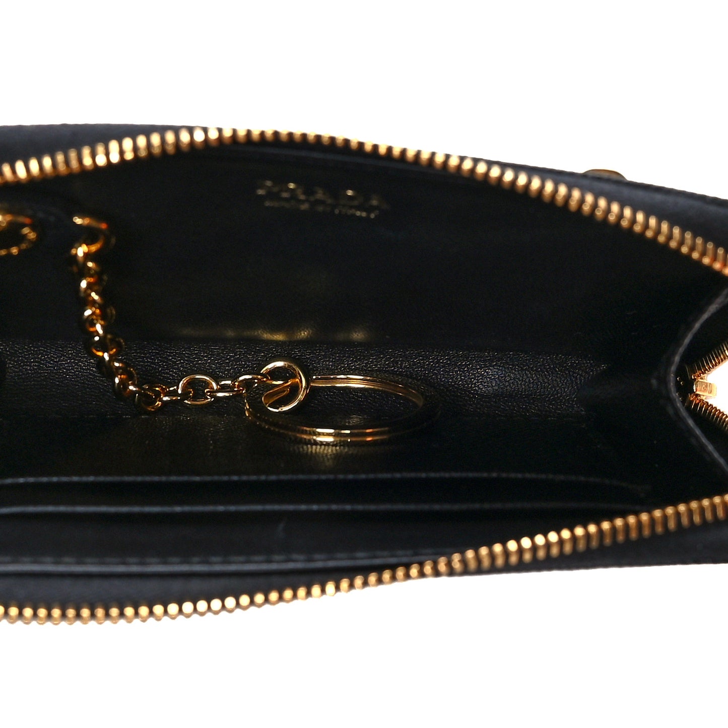 Saffiano Metal Zip Around Keychain Black