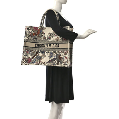 Christian Dior Canvas Embroidered Large Jardin D'Hiver Book Tote Latte Multicolor 2 of 9