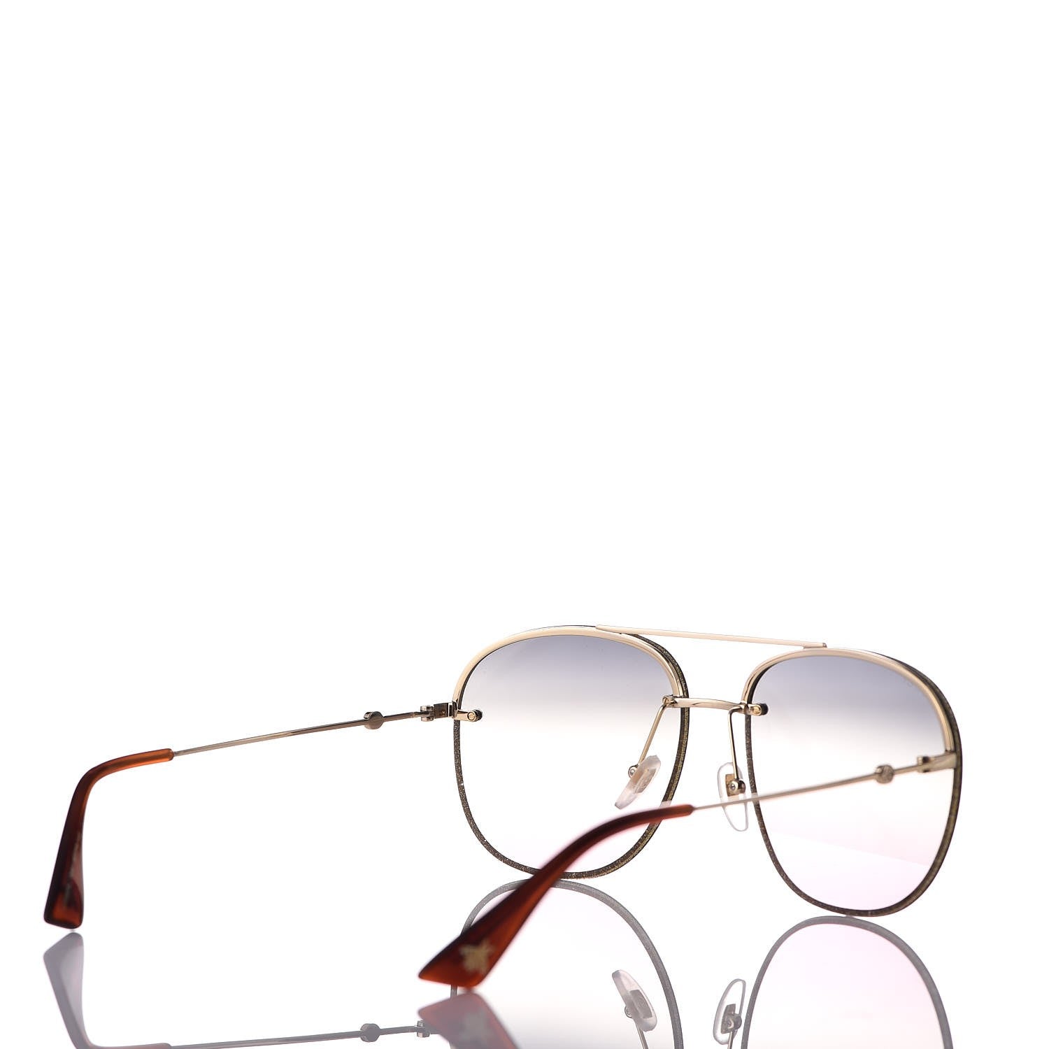 Gucci Metal Glitter Aviator Sunglasses G0227S Gold 3 of 8