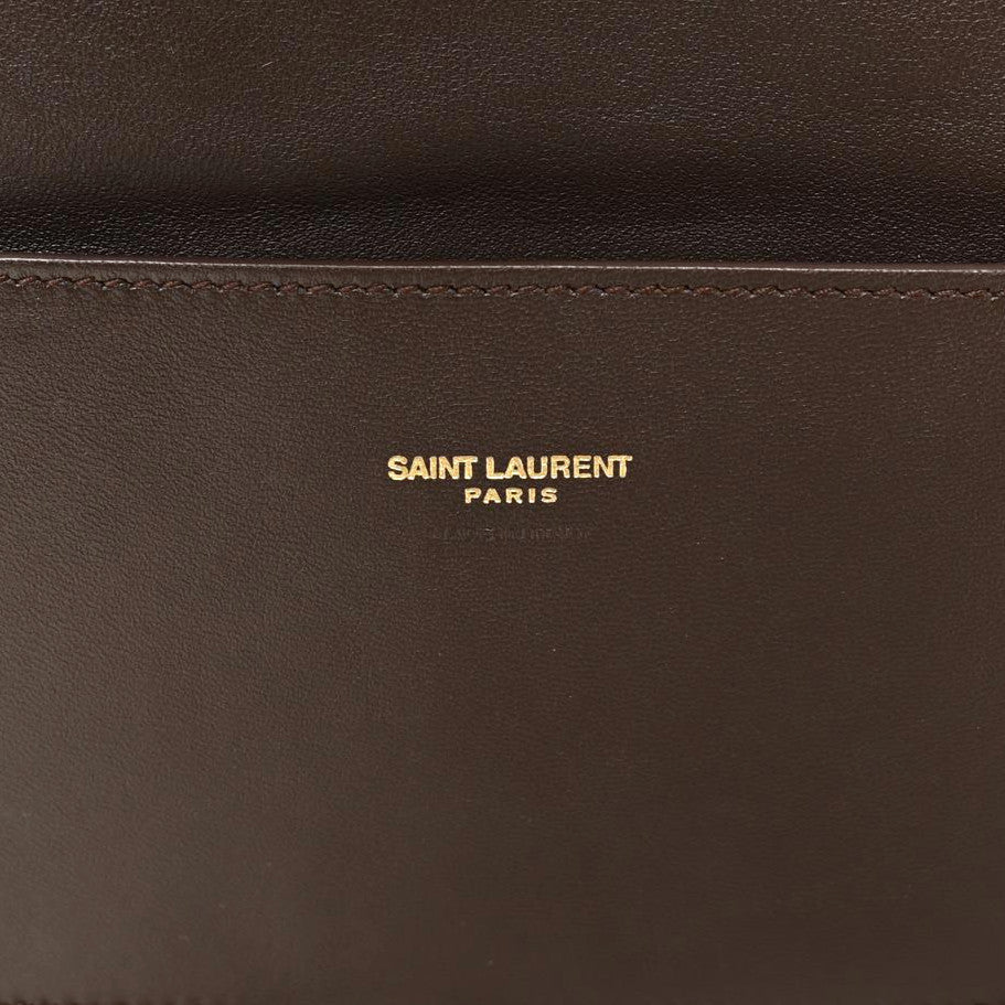 Smooth Calfskin Suede Medium Reversible Monogram Kate Satchel Military Brown