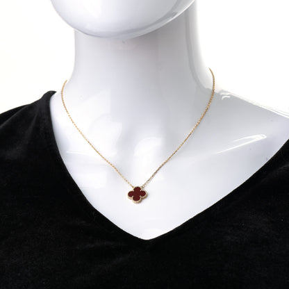 Van Cleef & Arpels 18K Yellow Gold Carnelian Vintage Alhambra Pendant Necklace 2 of 6