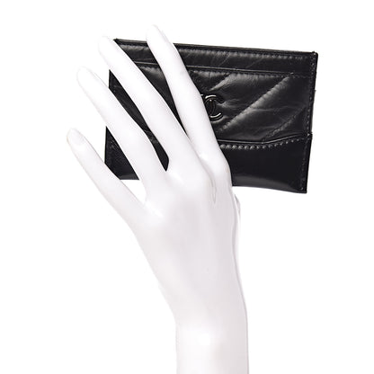 Chanel Aged Calfskin Chevron Quilted Gabrielle Card Holder Black 2 of 9